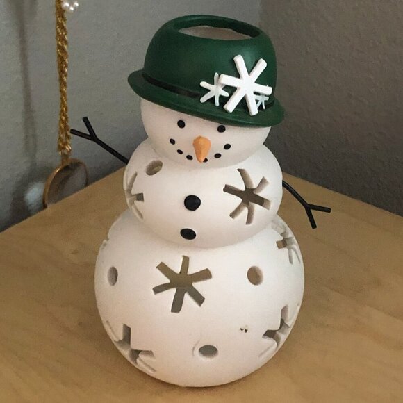 PartyLite Mrs. Snow Tealight Holder Rare Retired - In Box P91130 - Picture 2 of 7